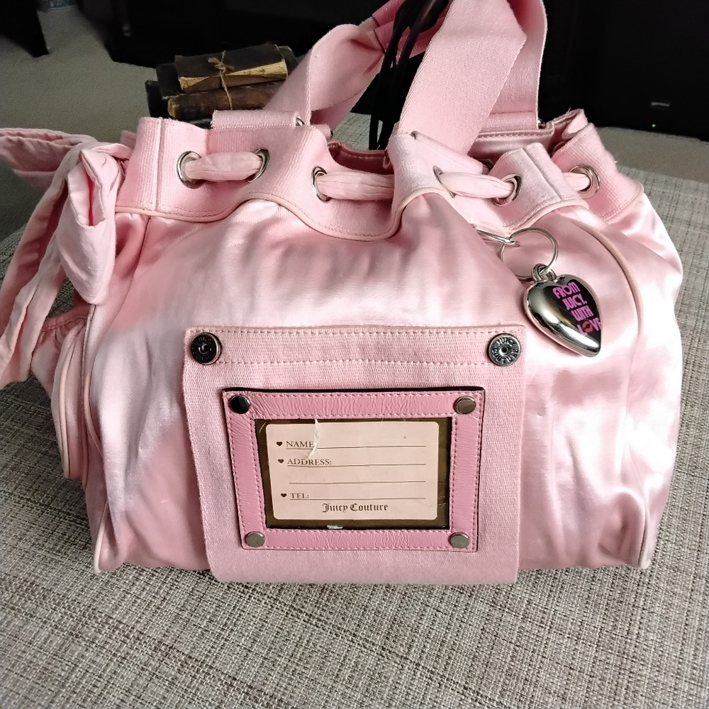 Vintage Juicy Couture Purse Pink Satin Daydreamer Tote/Diaper Bag